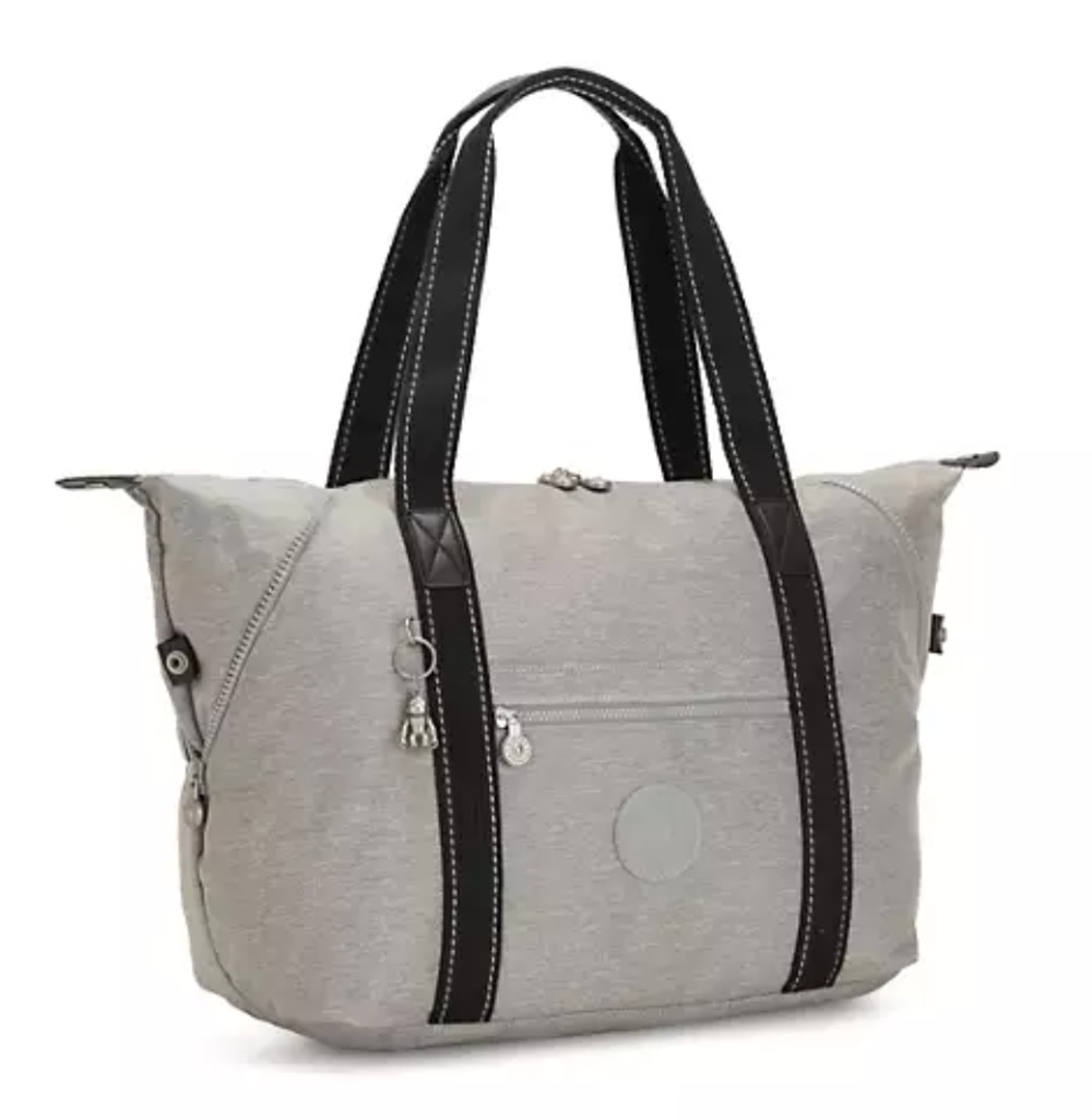 NEW KIPLING CHALK GREY ART MEDIUM TOTE TRAVEL BAG